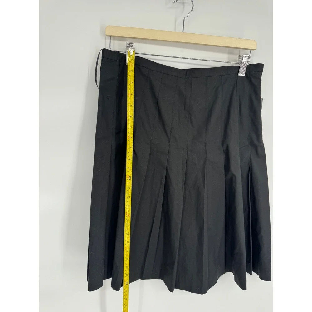 Chaps Womens Black Pleated Midi Skirt Size 10 Cotton Blend A-Line Career Preppy